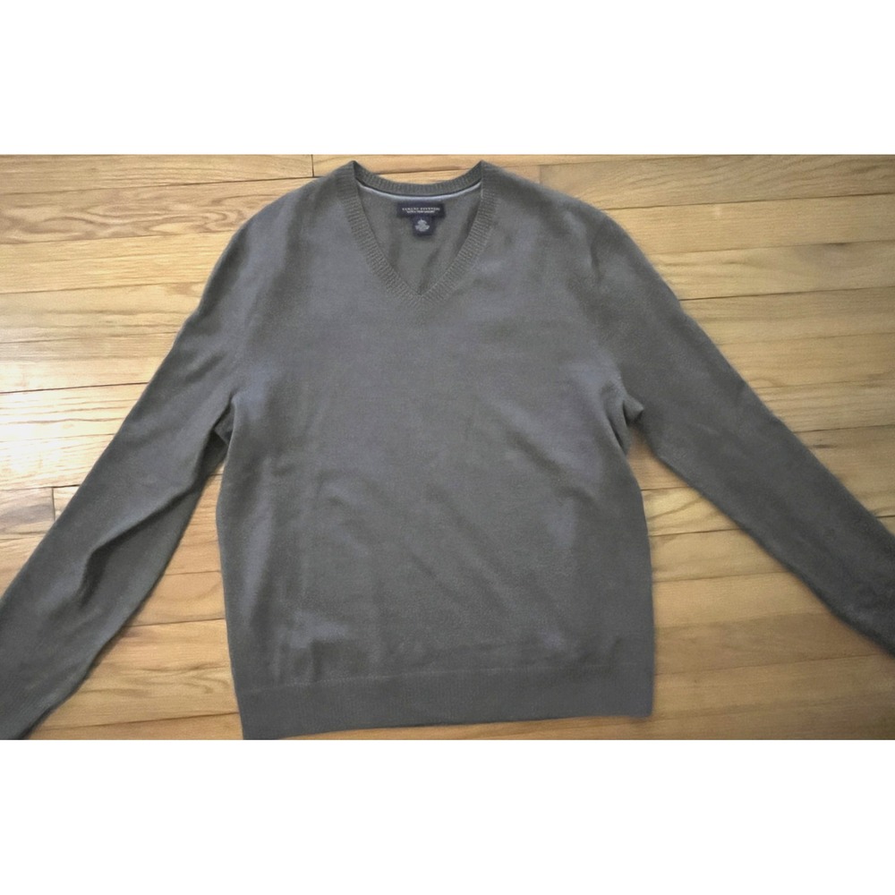 Banana Republic Extra Fine Merino Wool Brown V-Neck Sweater Mens L Pullover